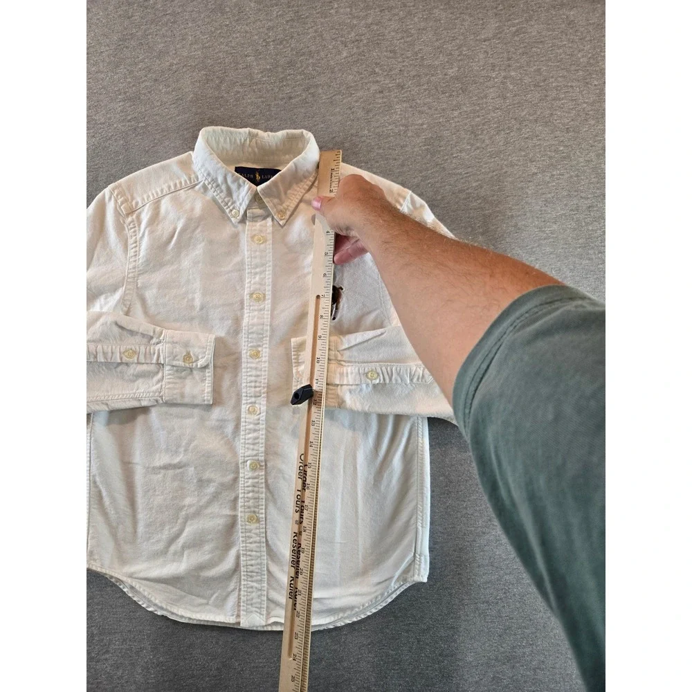 Ralph Lauren Button Down Shirt Boys M 10-12 White Big Pony Oxford Long Sleeve